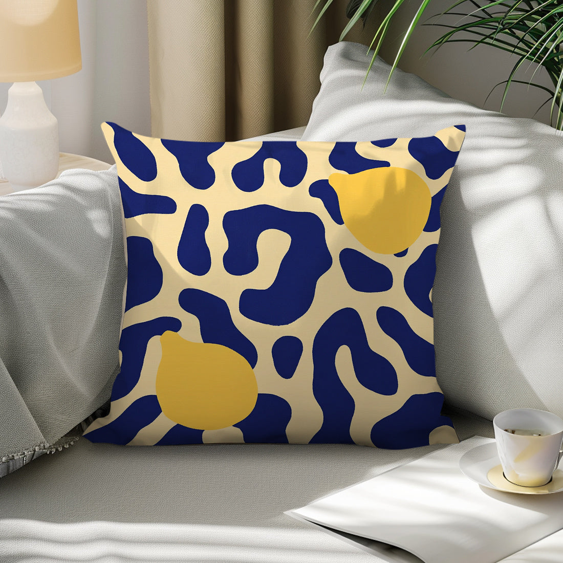 Yellow Blue Cushion Cover (تلبيسة فقط بدون الحشوة)