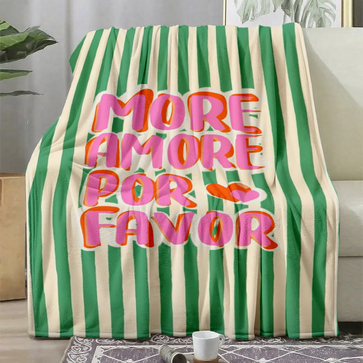 Flannel Blanket Green Stripes