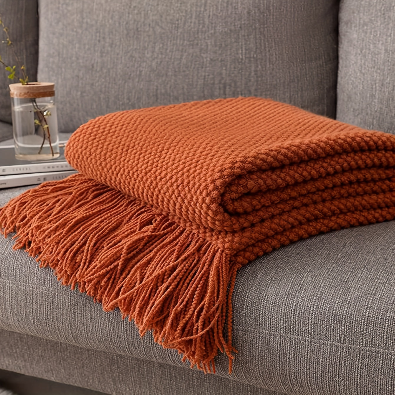 Morandi Orange Knitted Blanket