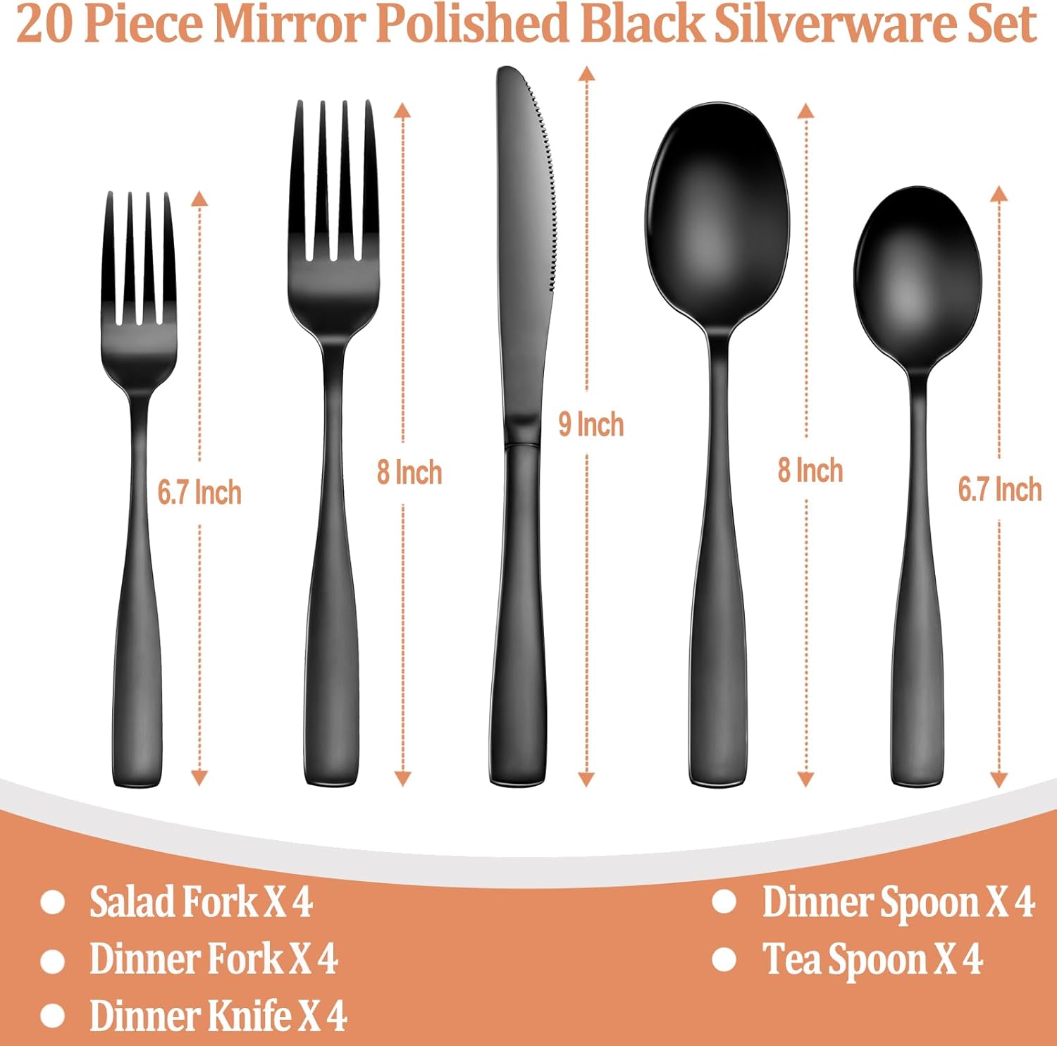 Black Stainless Steel Cutlery Set