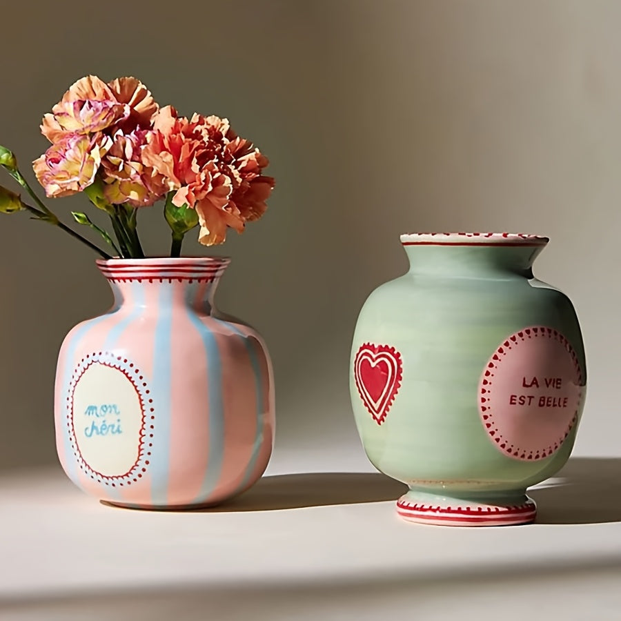 Heart Ceramic Vase Decor