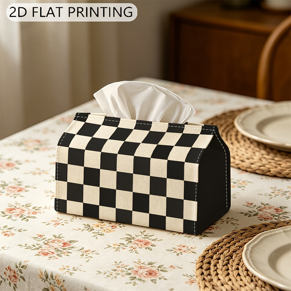Checkerboard Tissue Box Cover Holder