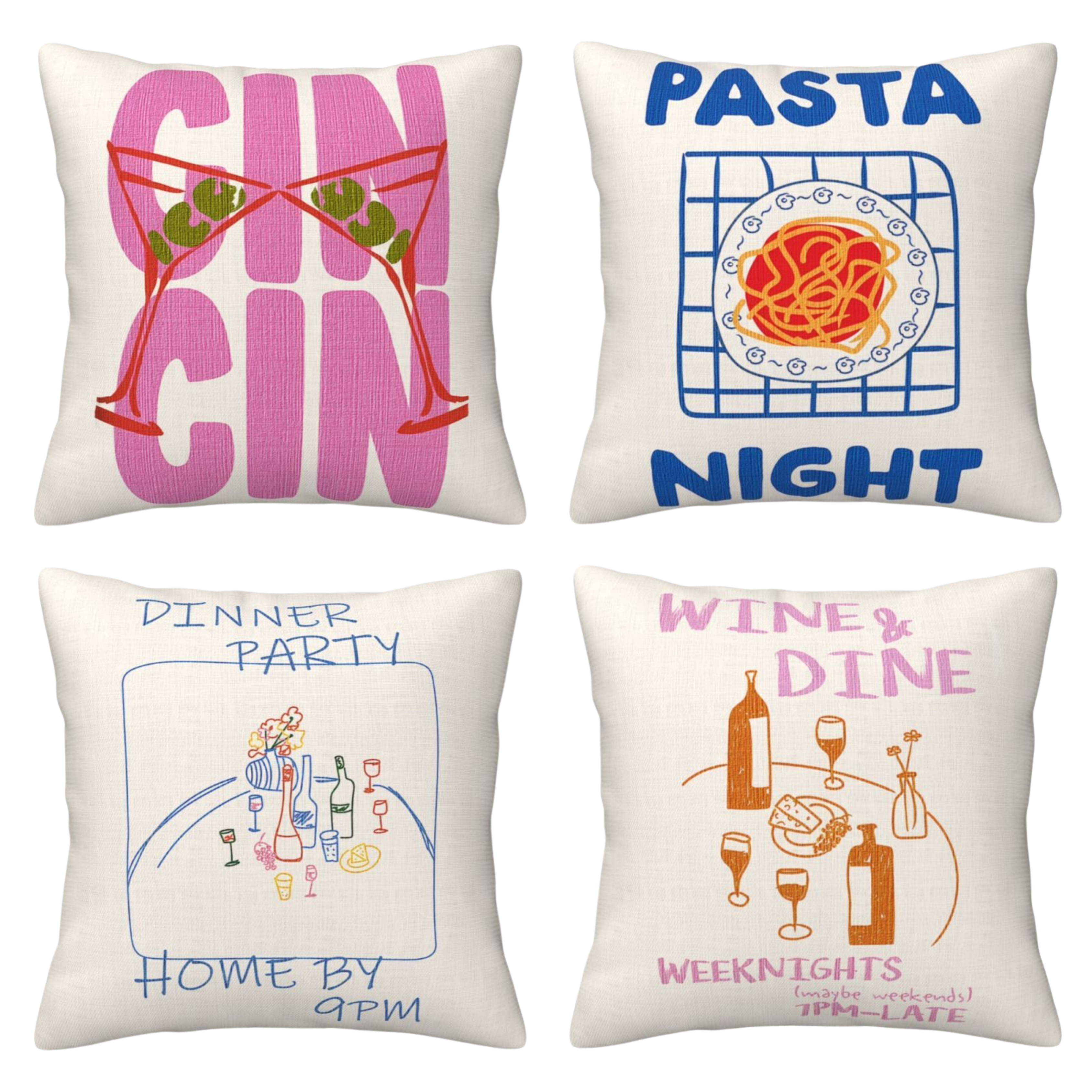 Pasta Night Pillow Covers (تلبيسات فقط بدون الحشوة)