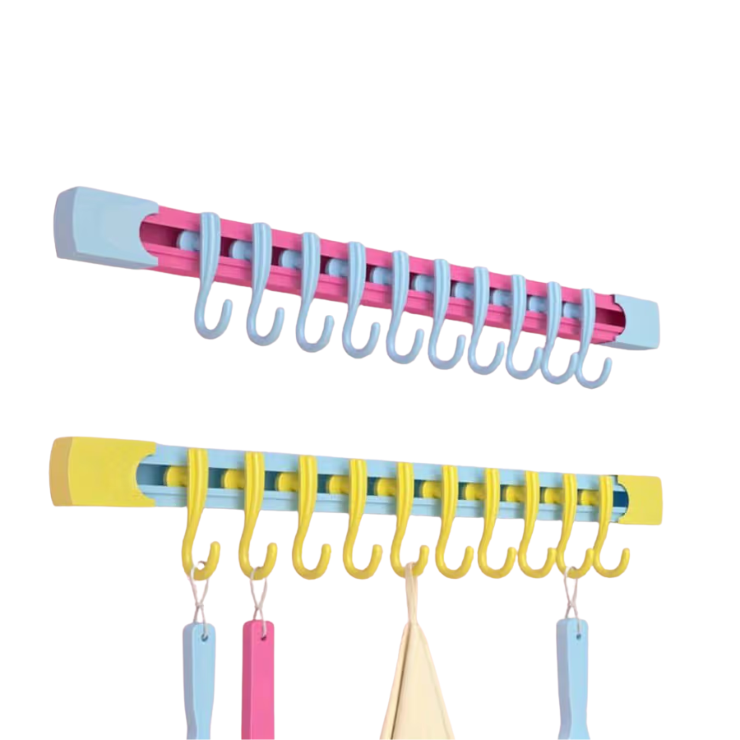 12-Hook No-Drill Wall Organizer Hook Rack