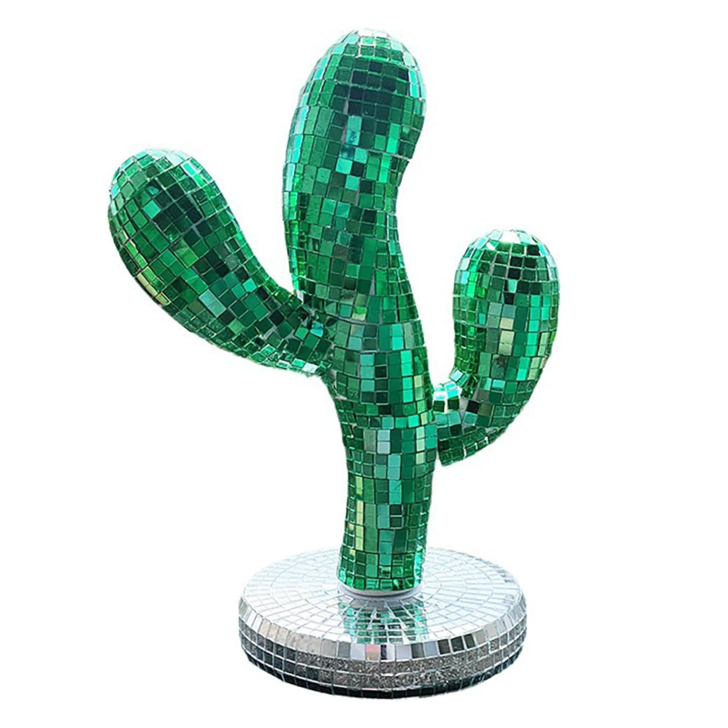 Mosaic Glass Cactus Statue Decor