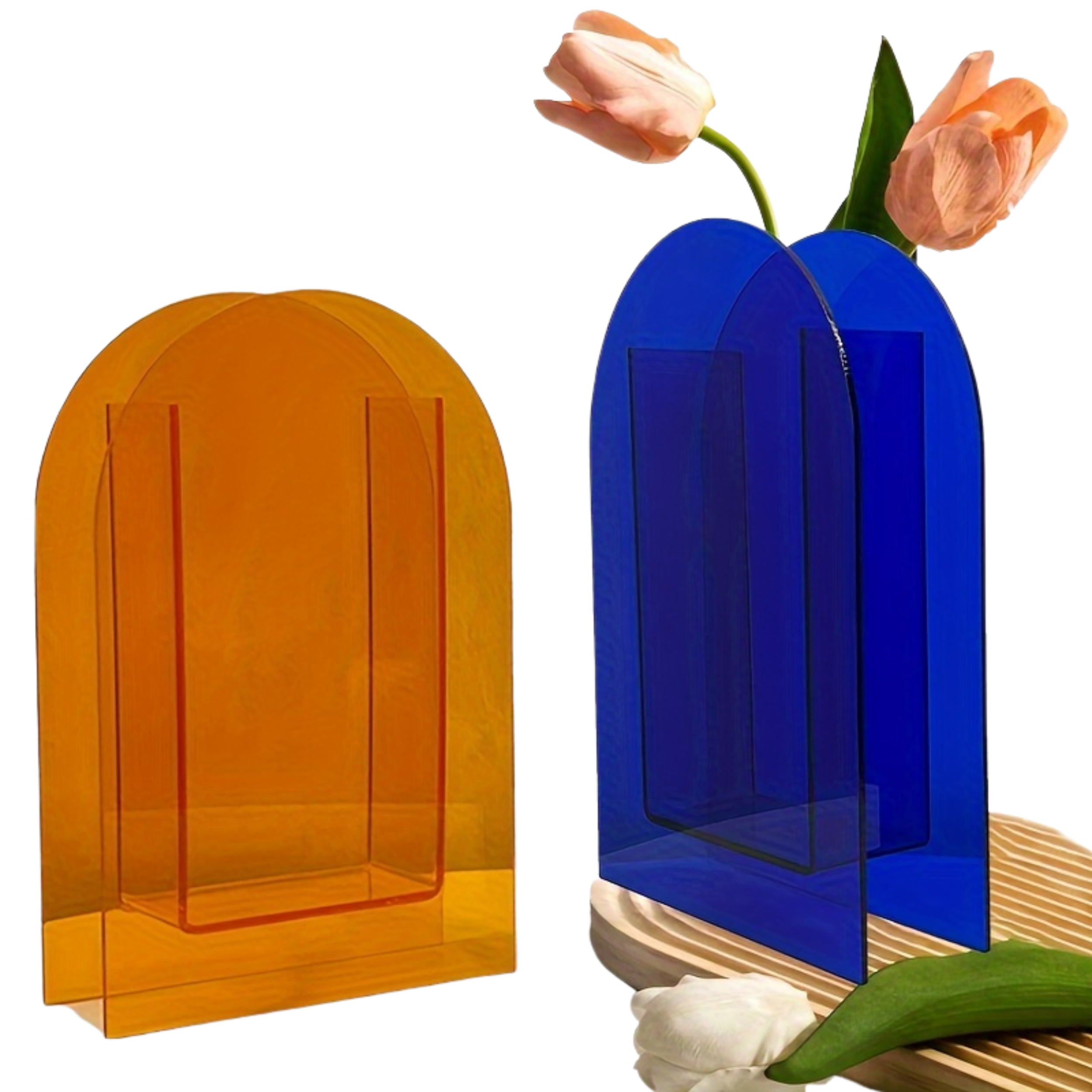 Acrylic Vase Semi Round Decor
