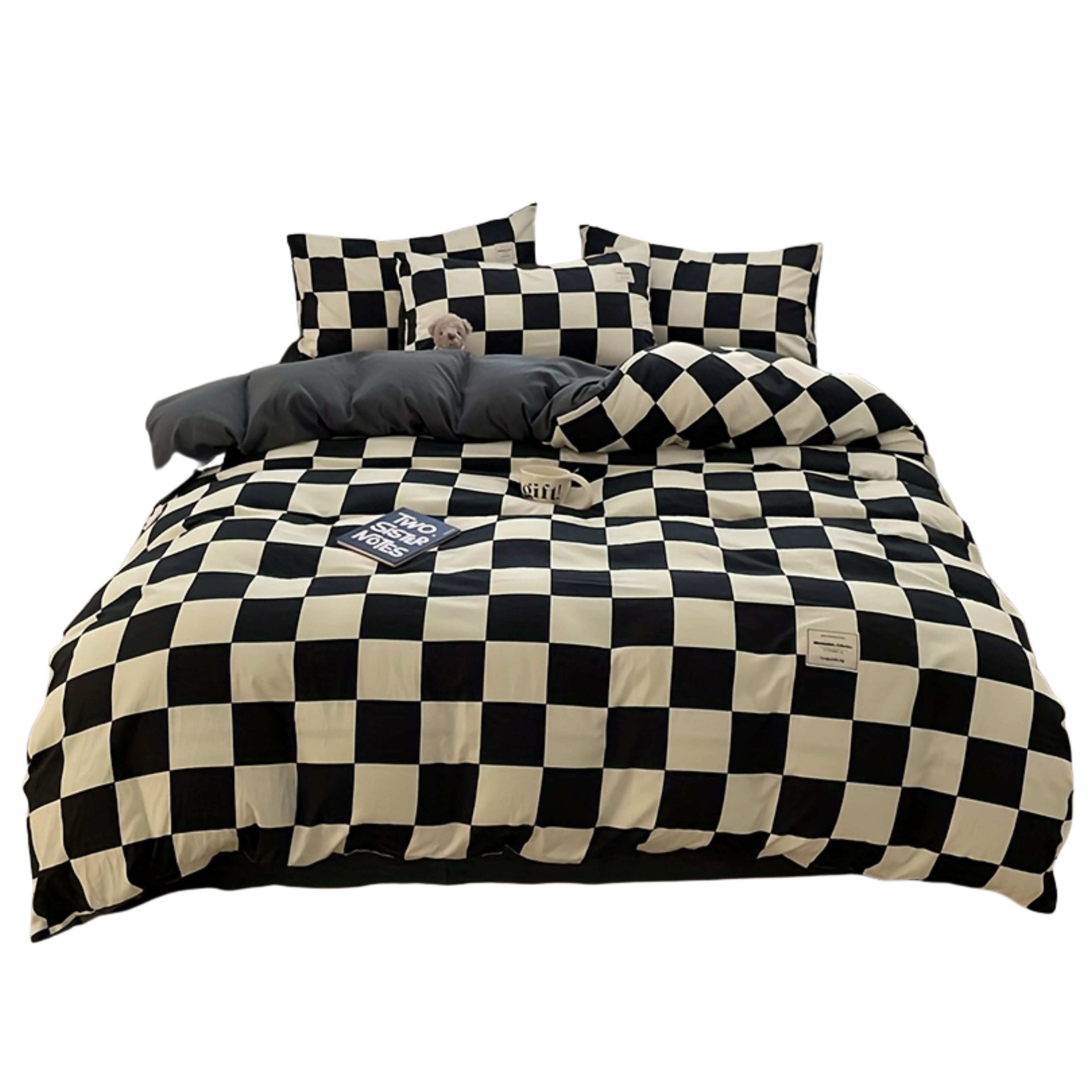 Black White Plaid Bedding Set (تلبيسات فقط بدون الحشوة)