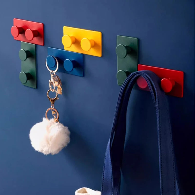Wall Mounted Building Block Hooks Set