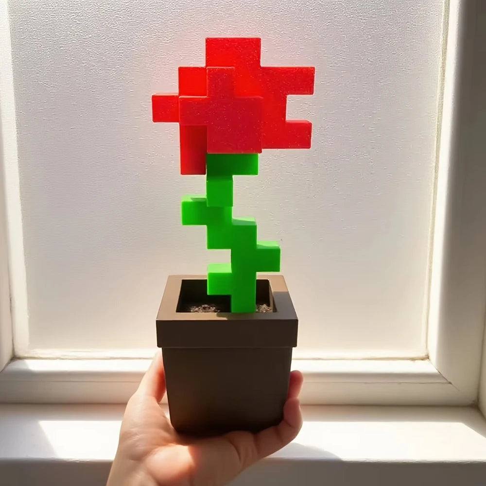 Pixel Rose Flower Decor