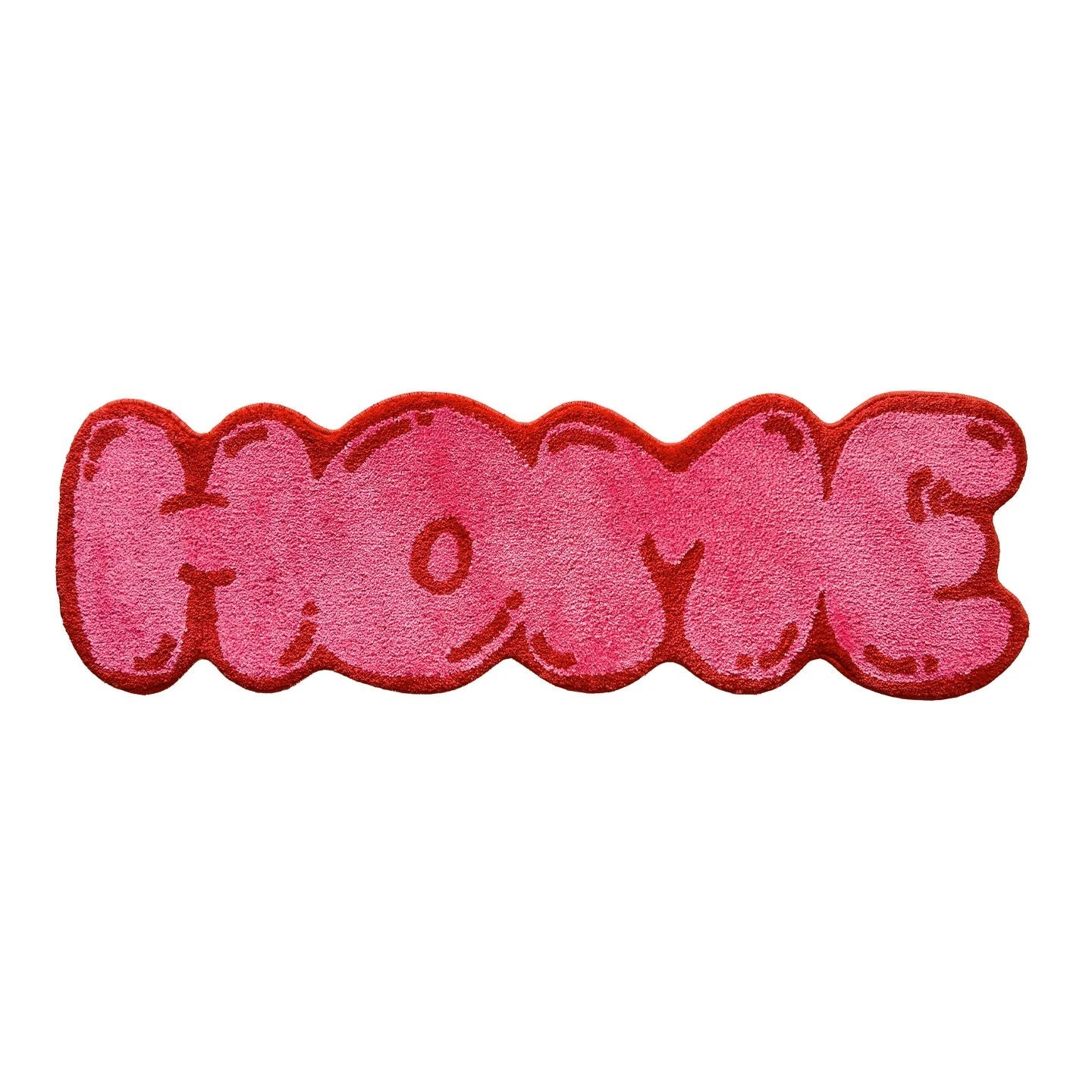 Red HOME Letter Rug Irregular Plush Mat