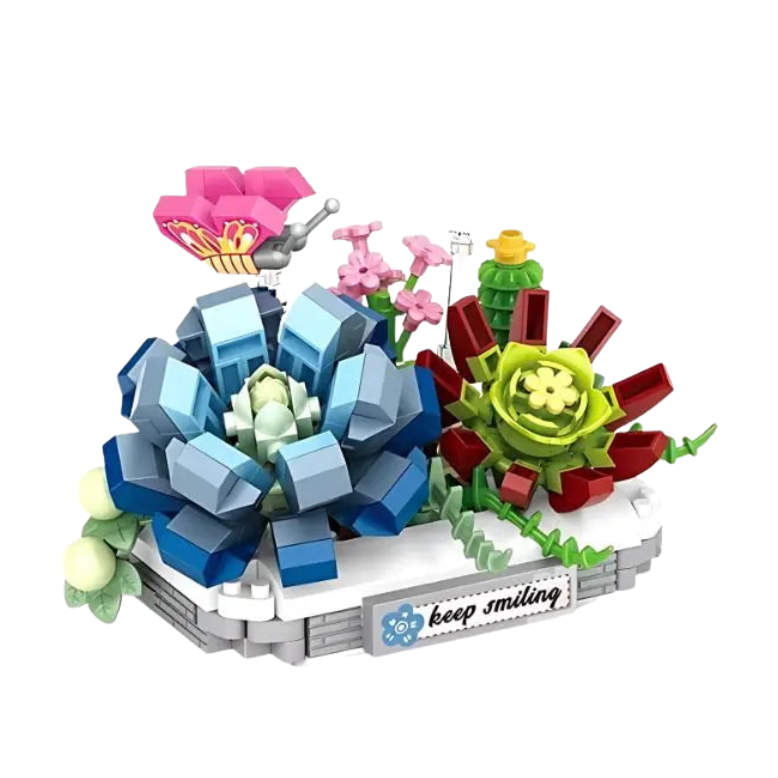 Ice Blue Snow Lotus Mini Building Blocks Decor