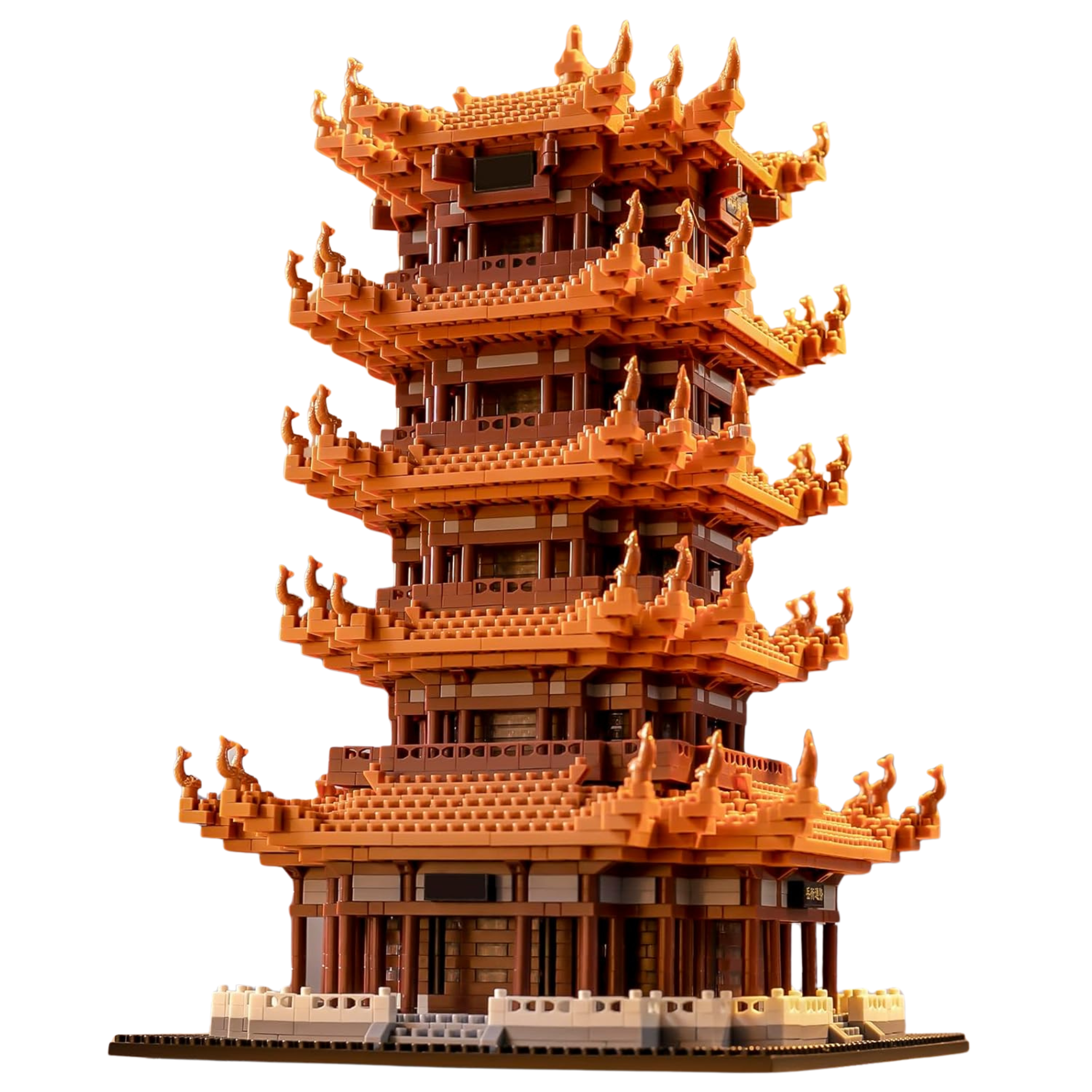 Yellow Crane Tower Building Blocks Set