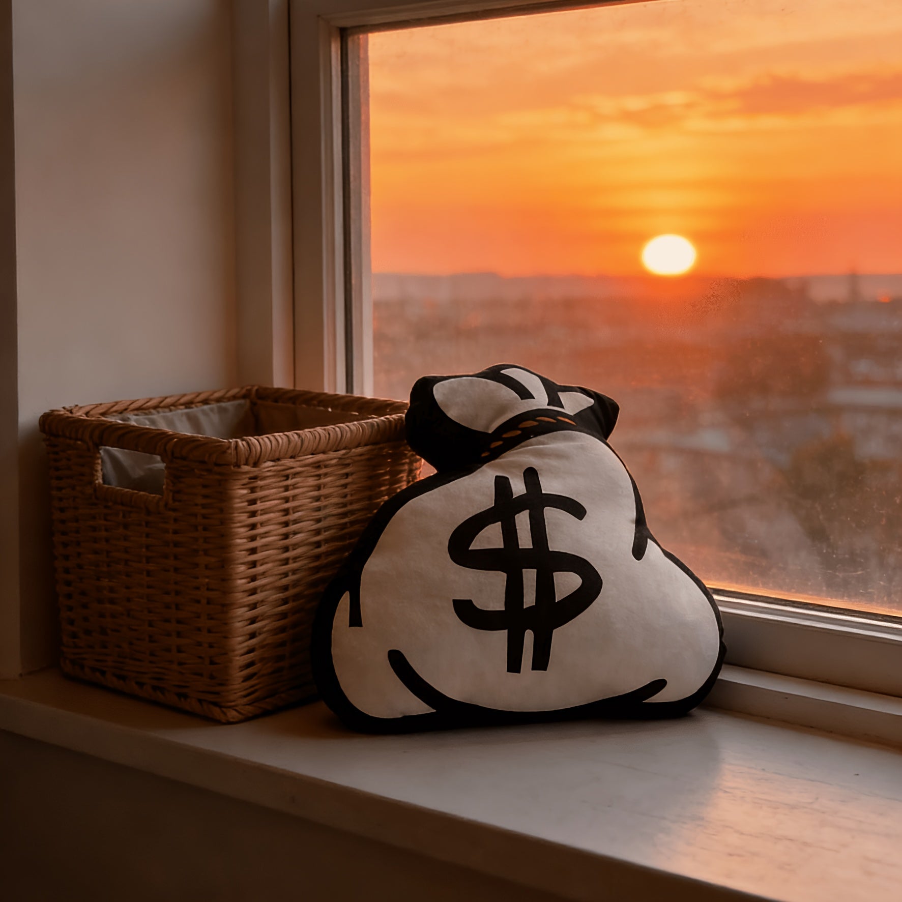 Dollar Money Bag Pillow Cushion