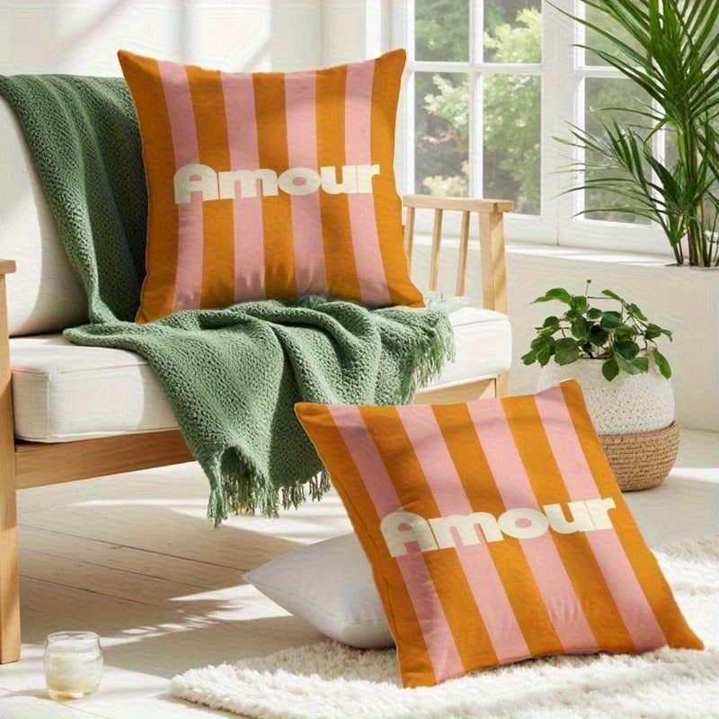 Green Stripe Bella Pillow Covers (تلبيسات فقط بدون الحشوة)