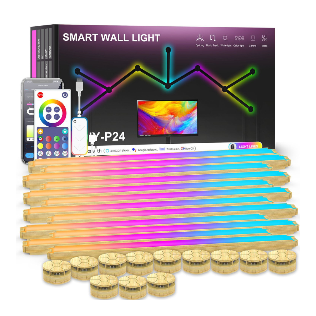 Led Smart Wall Light Bar Wood
