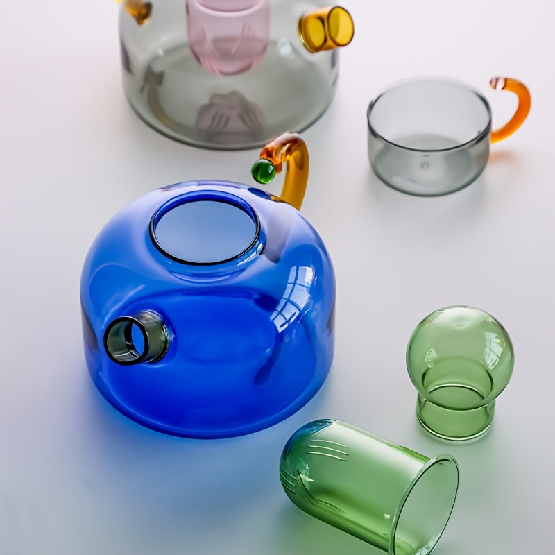 Color-Block Glass Teapot With Tea Infuser