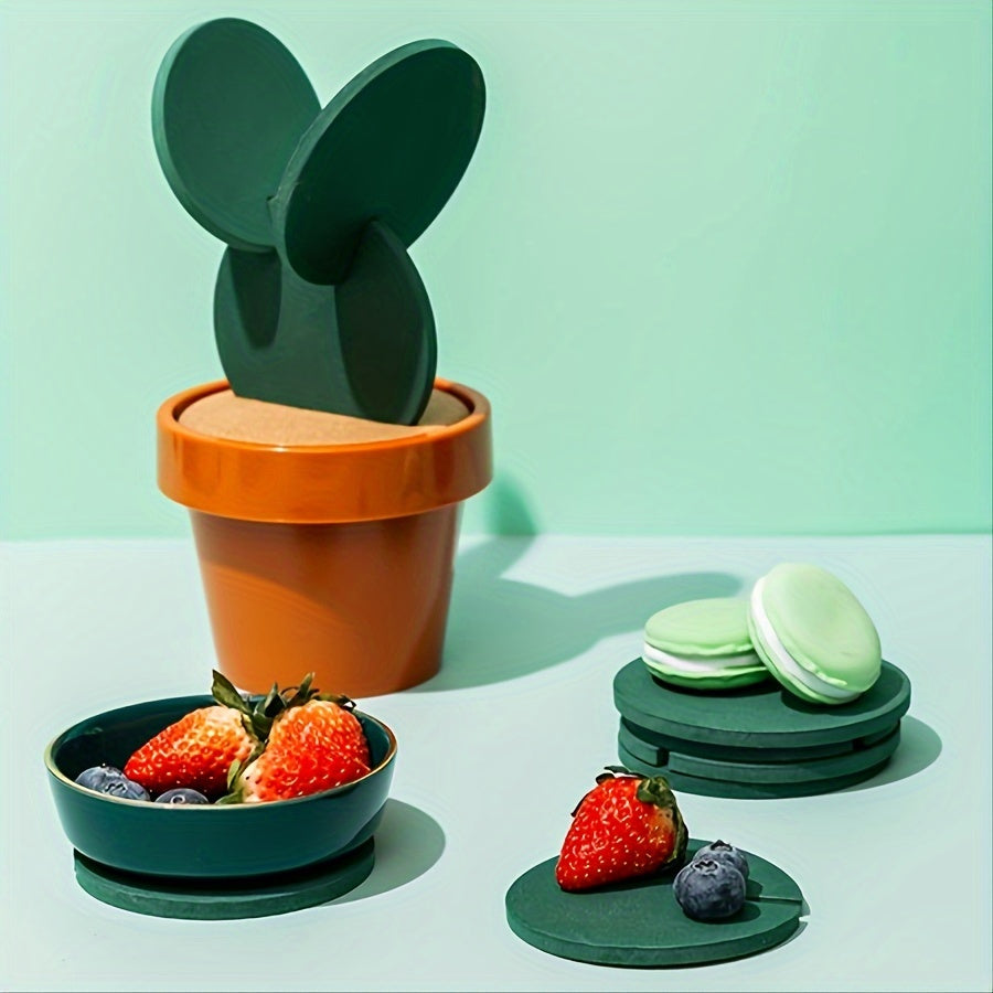 Cactus Coaster Set With Pot Holder