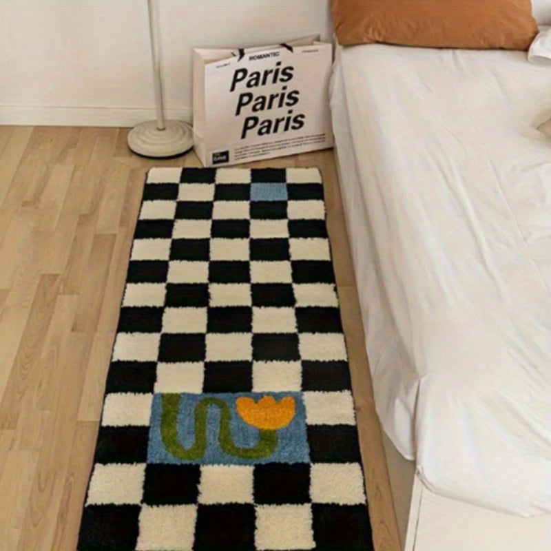 Checkerboard Plush Bedroom Rug