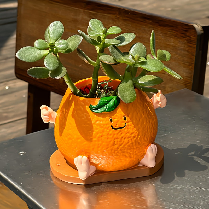 Smiley Face Resin Planter Pot