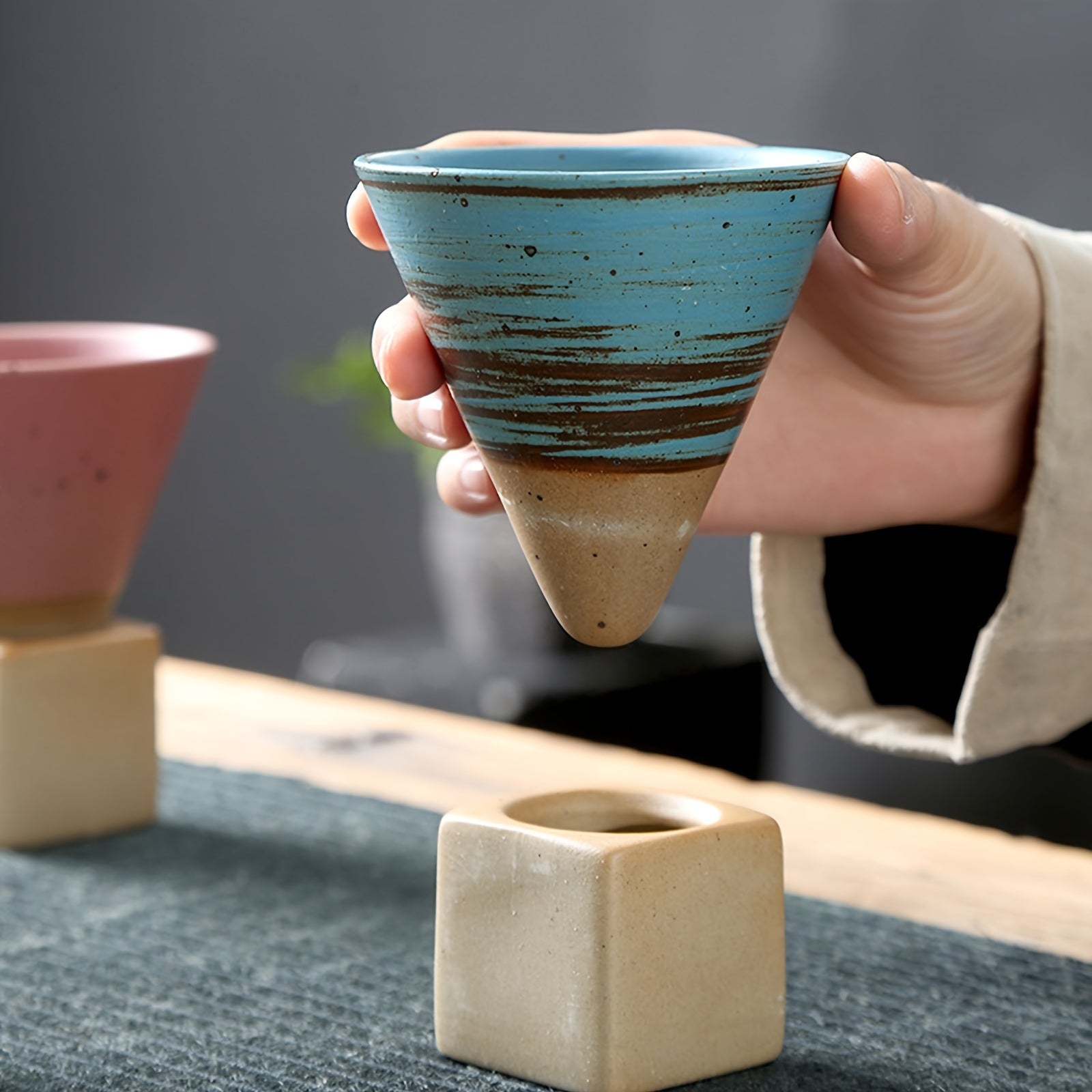 Vintage Coffee Mug Set With Stand