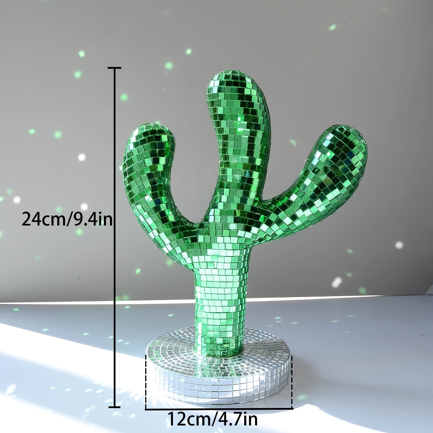 Mosaic Glass Cactus Statue Decor
