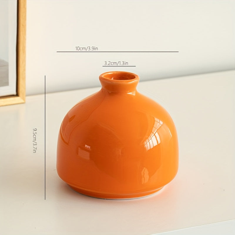 Orange Ceramic Vase Modern Minimalist Decor