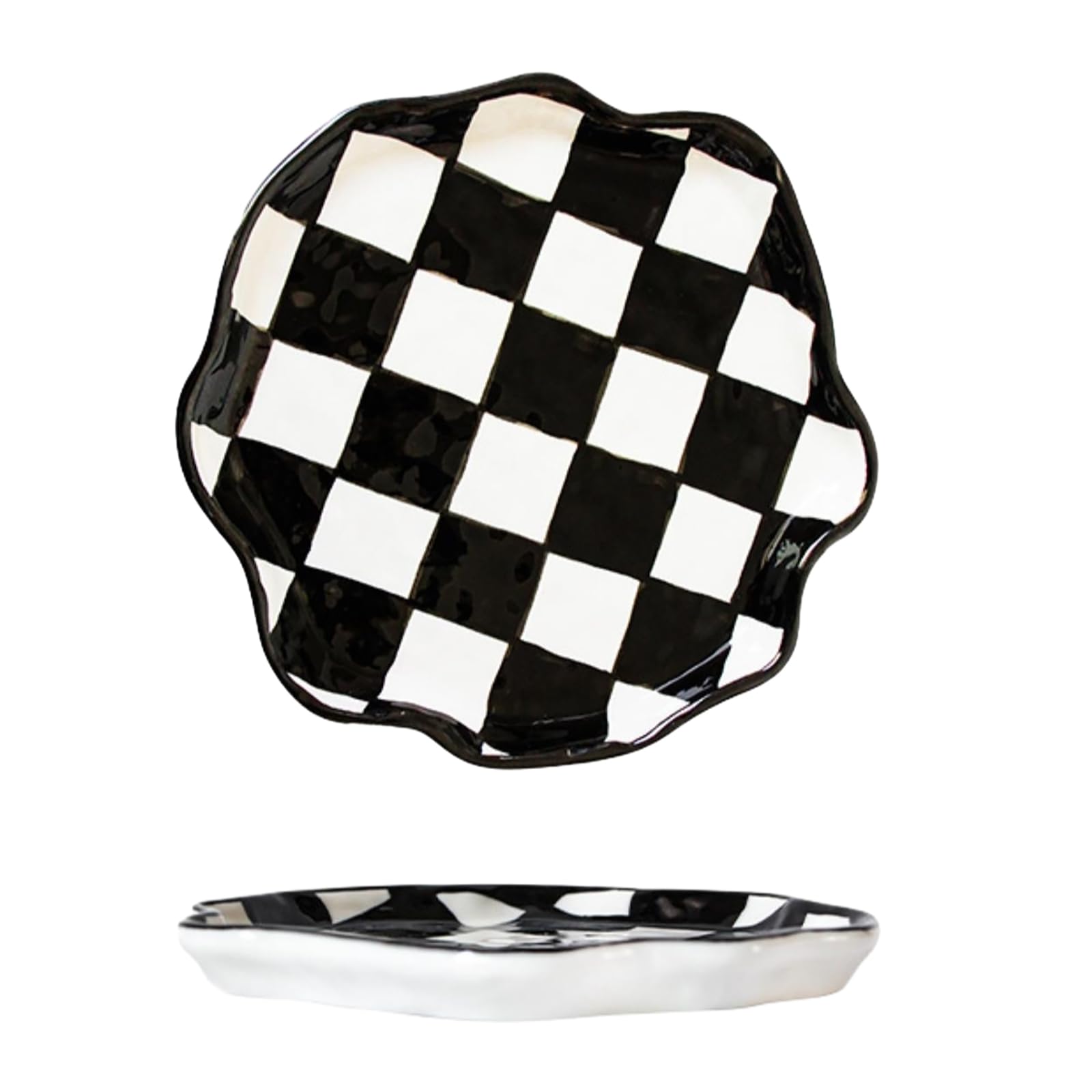 Checkered Ceramic Food Plate Dish