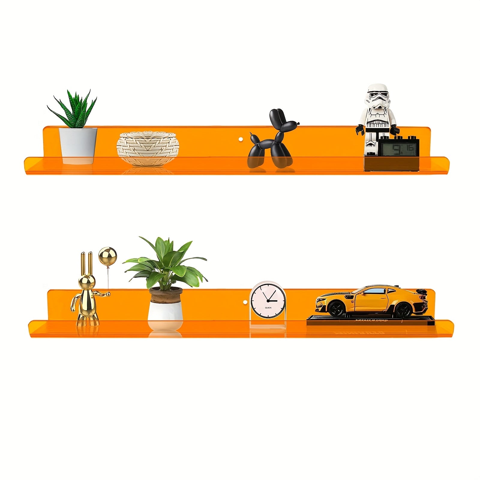 Acrylic Floating Wall Shelves Set of 2 Decor