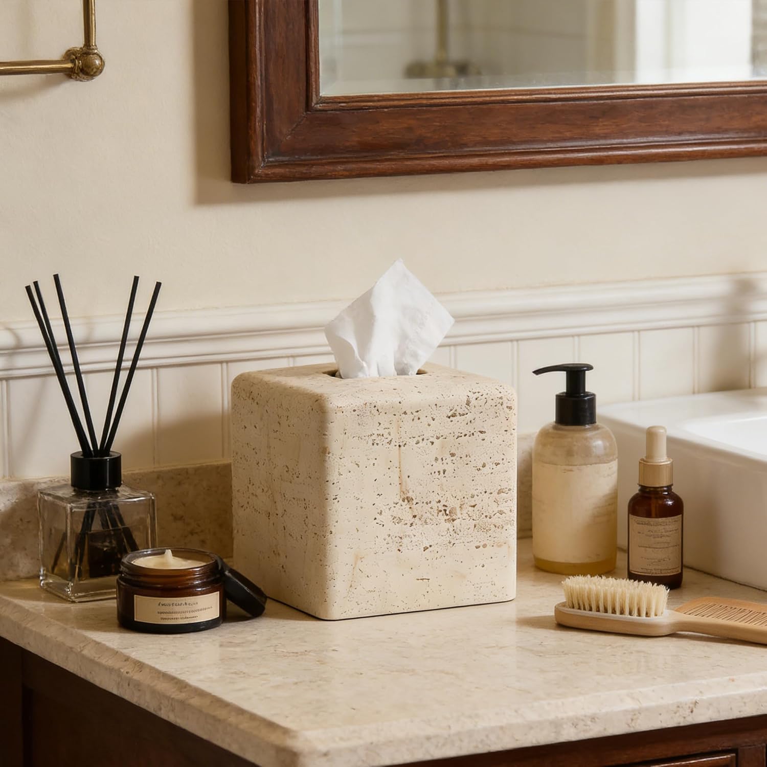Travertine Tissue Box Cover