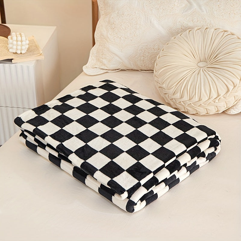 Checkered Flannel Blanket Soft Throw