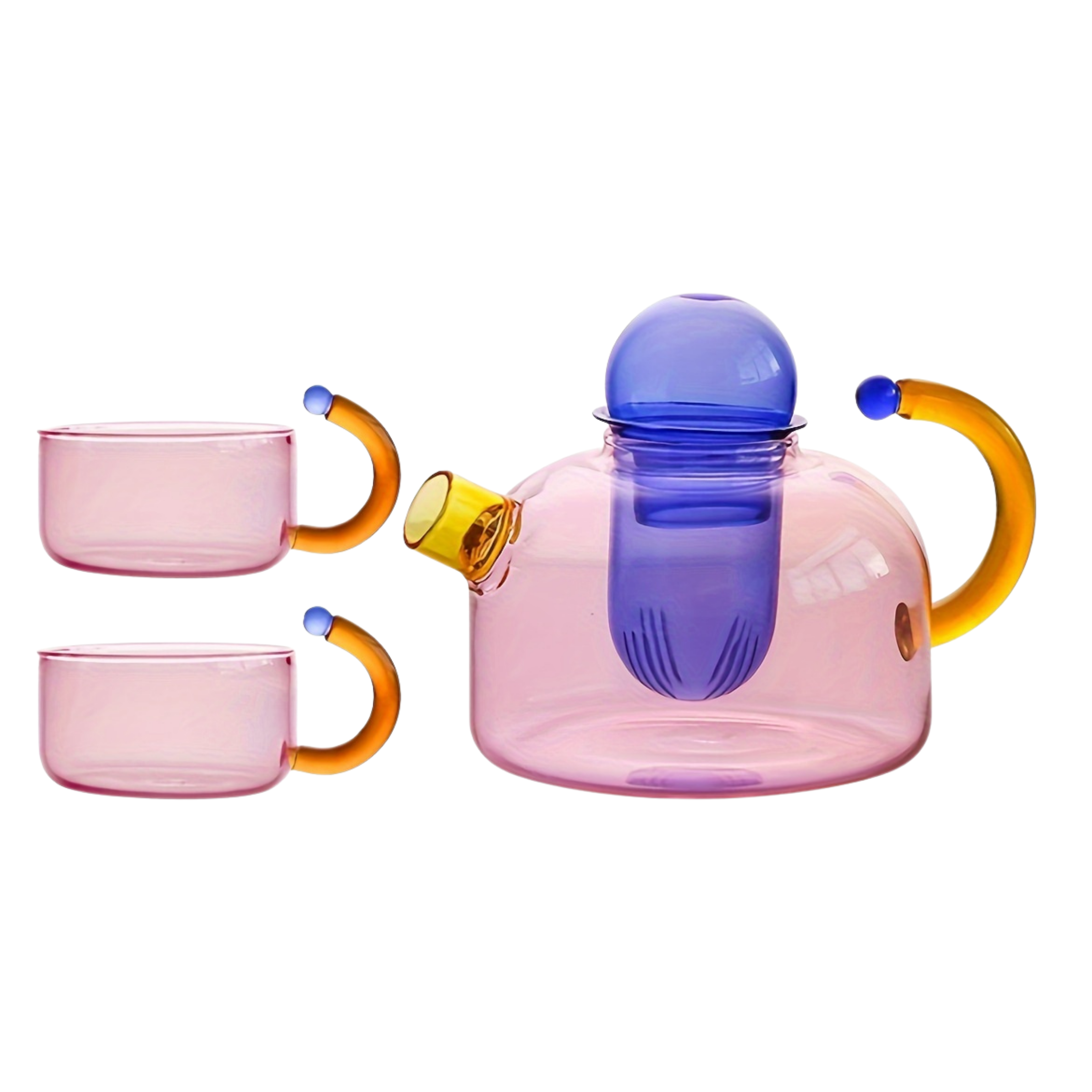 Color-Block Glass Teapot With Tea Infuser