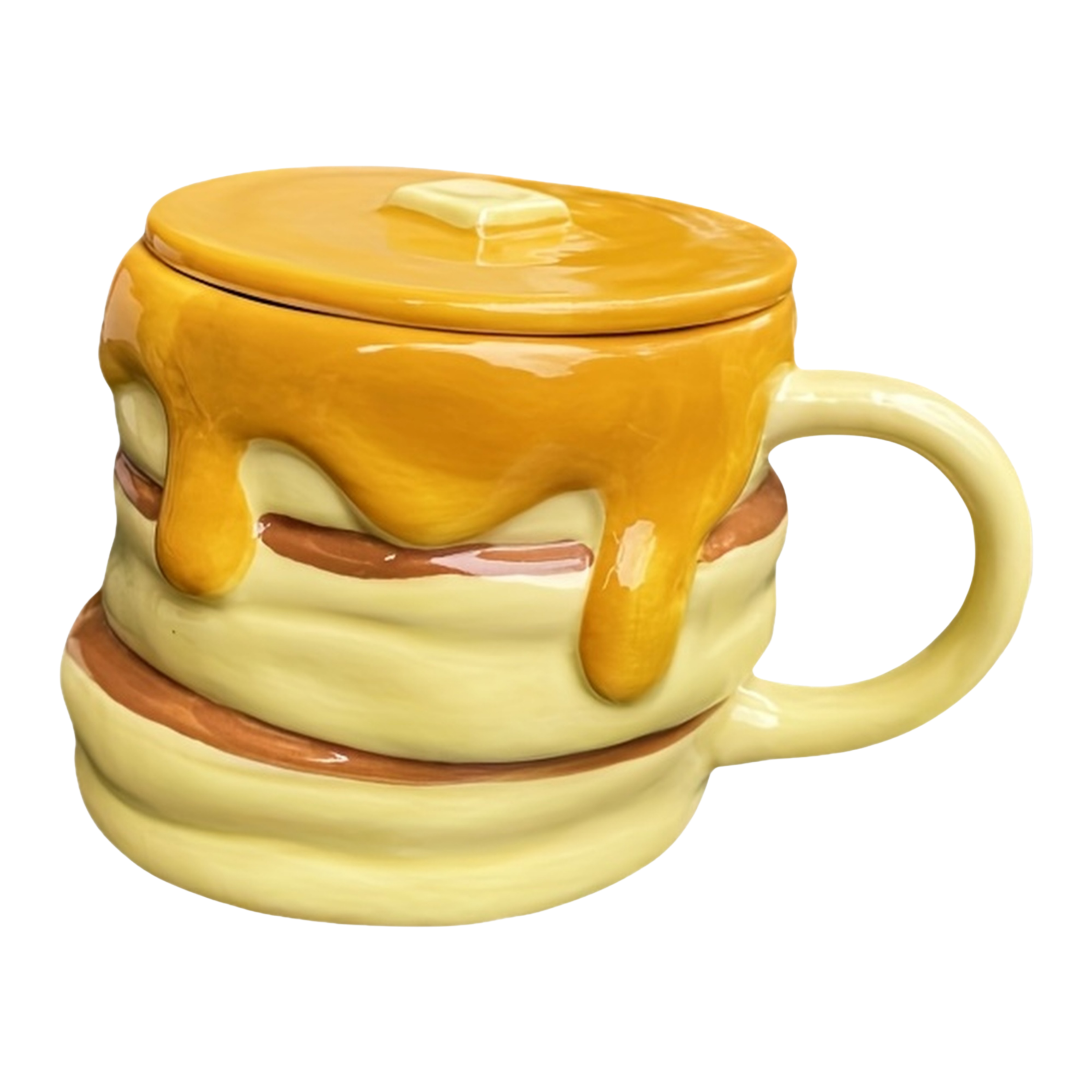 Pancake Ceramic Mug With Lid