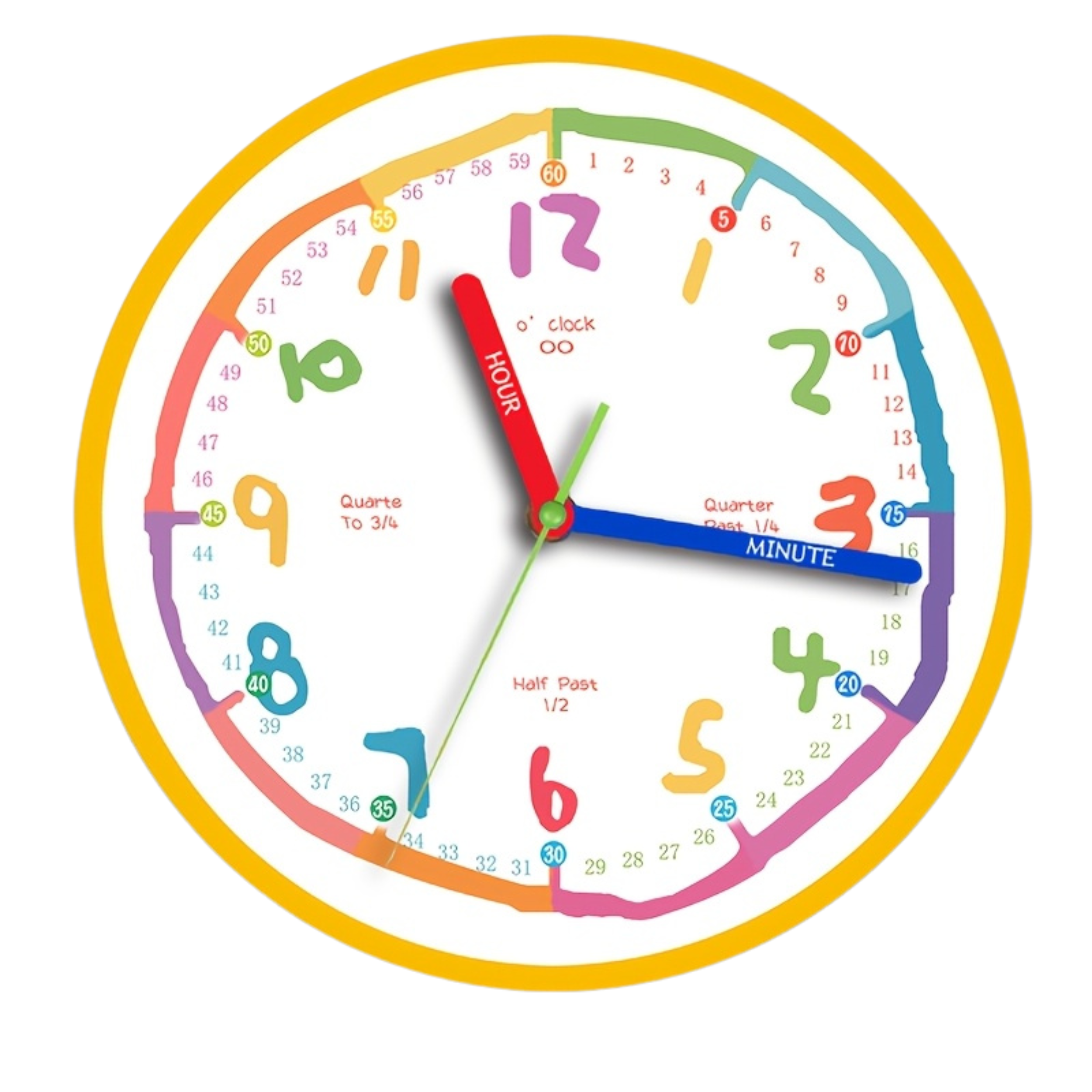 Colorful Learning Wall Clock Silent Decor