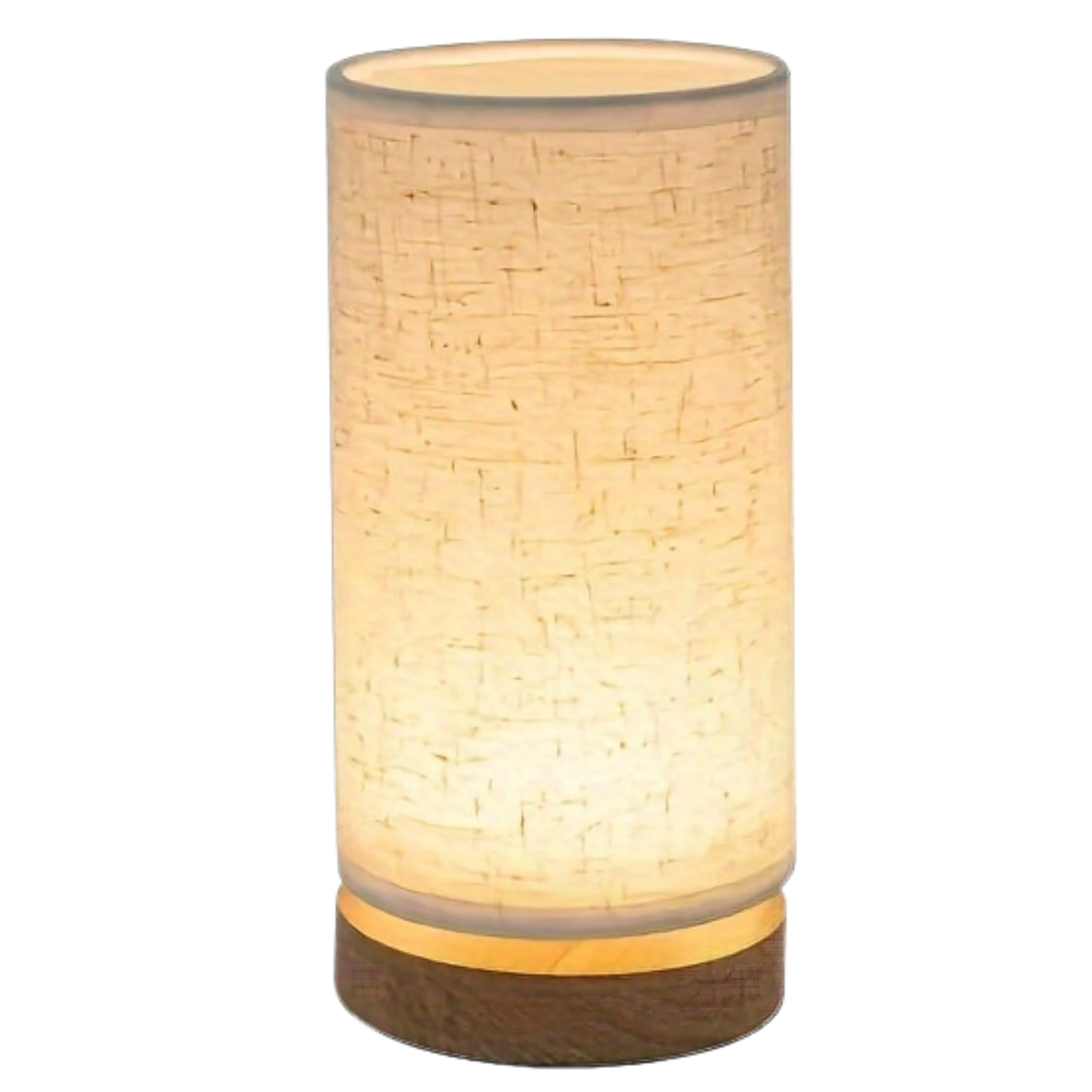 Modern LED Desk Lamp Wood Base Linen Gray