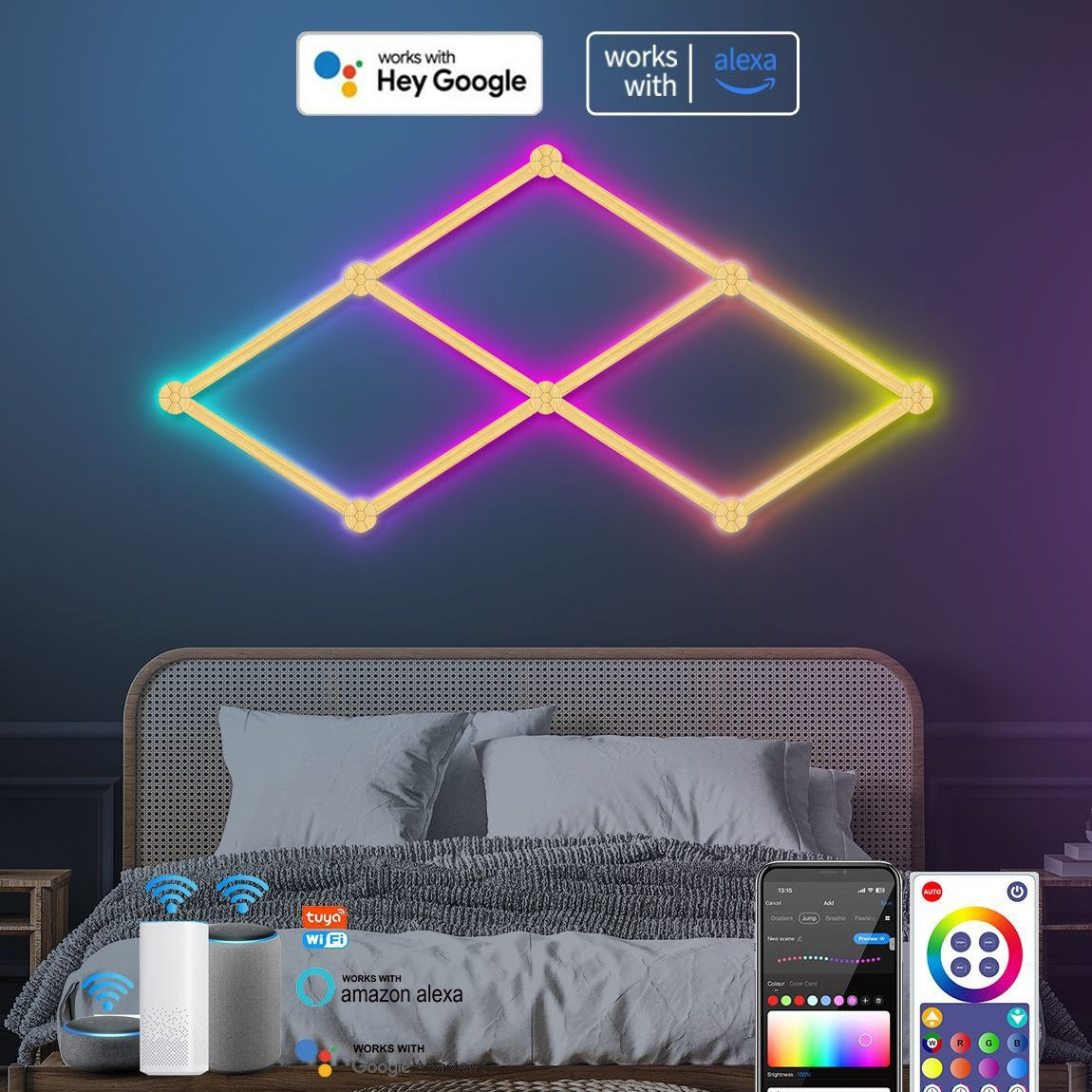 Led Smart Wall Light Bar Wood