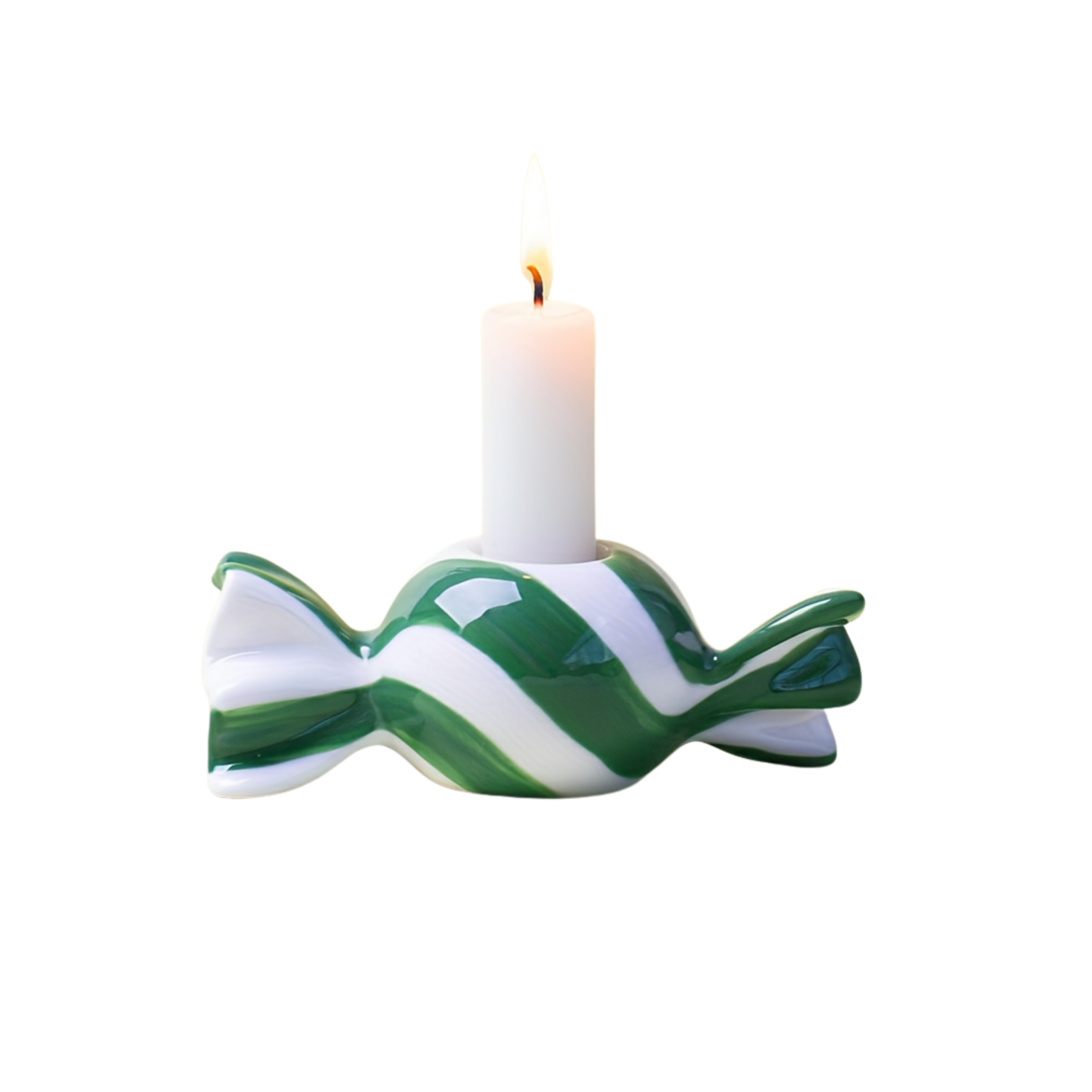 Hand Painted Candy Cane Candle Holder Decor