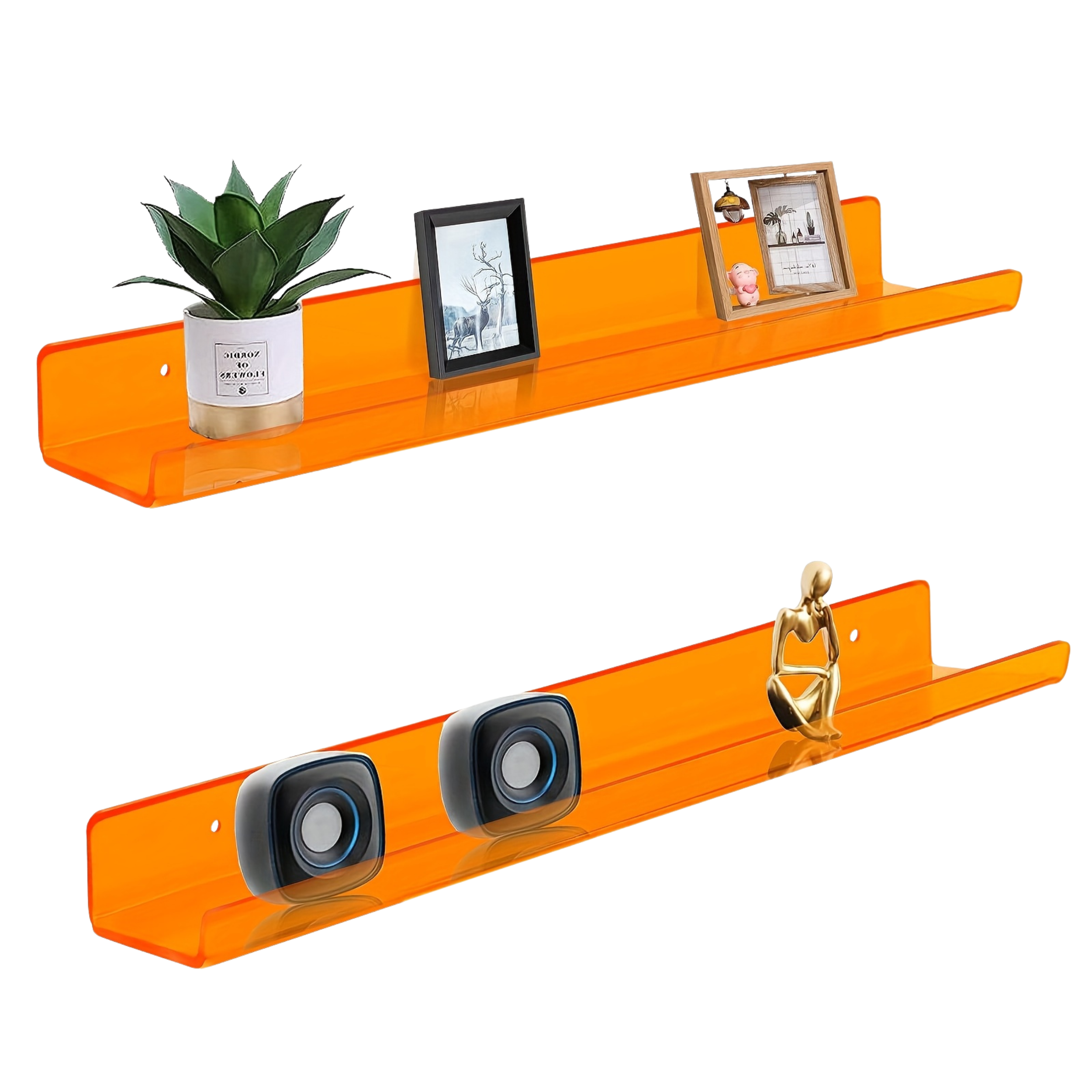 Acrylic Floating Wall Shelves Set of 2 Decor