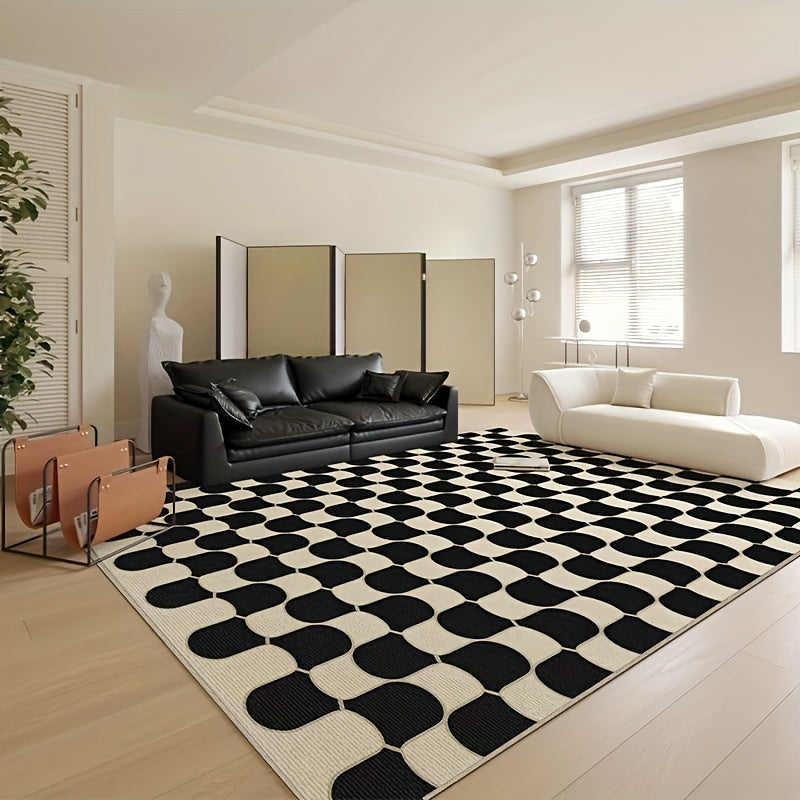 Black White Checkerboard Rug Minimalist Mat