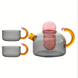 Color-Block Glass Teapot With Tea Infuser