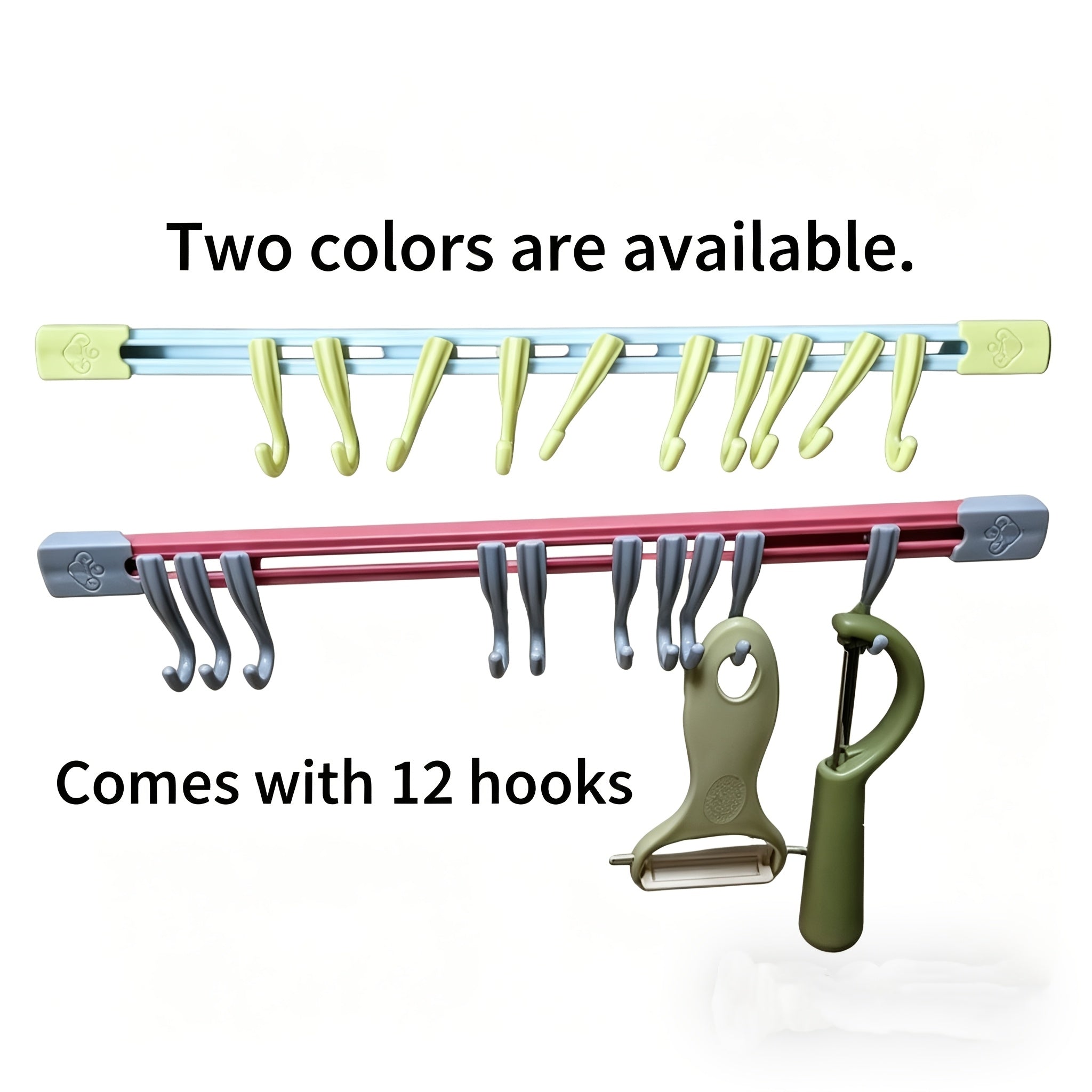 12-Hook No-Drill Wall Organizer Hook Rack