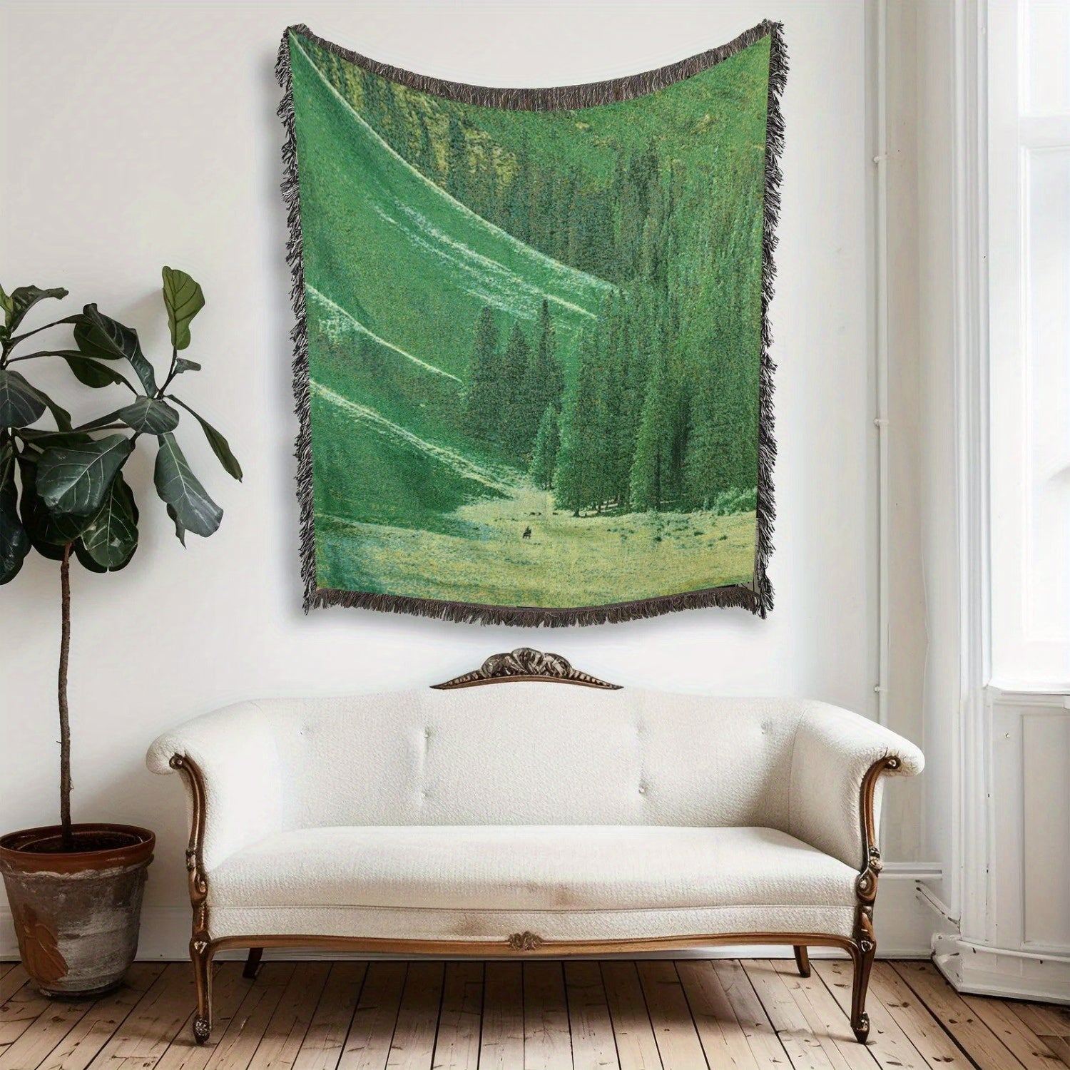 Mountain Forest Blanket Tassel Thick Soft